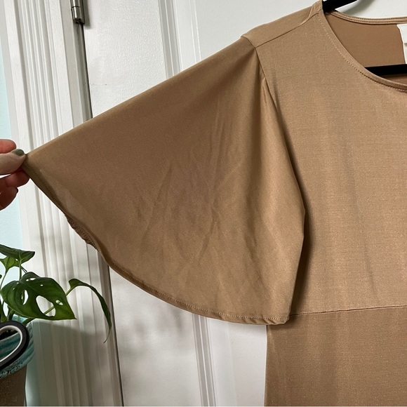 H&M Tan Flutter Sleeve Stretch Maxi Dress - Picture 5 of 10